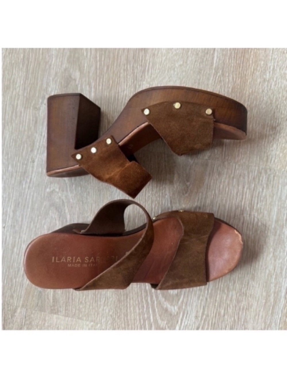 Ilaria Sartori Brown Leather Platform Sandals size 6.5 (37.5)